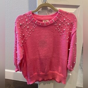 NWT Pink Sweater with pearl accents - large